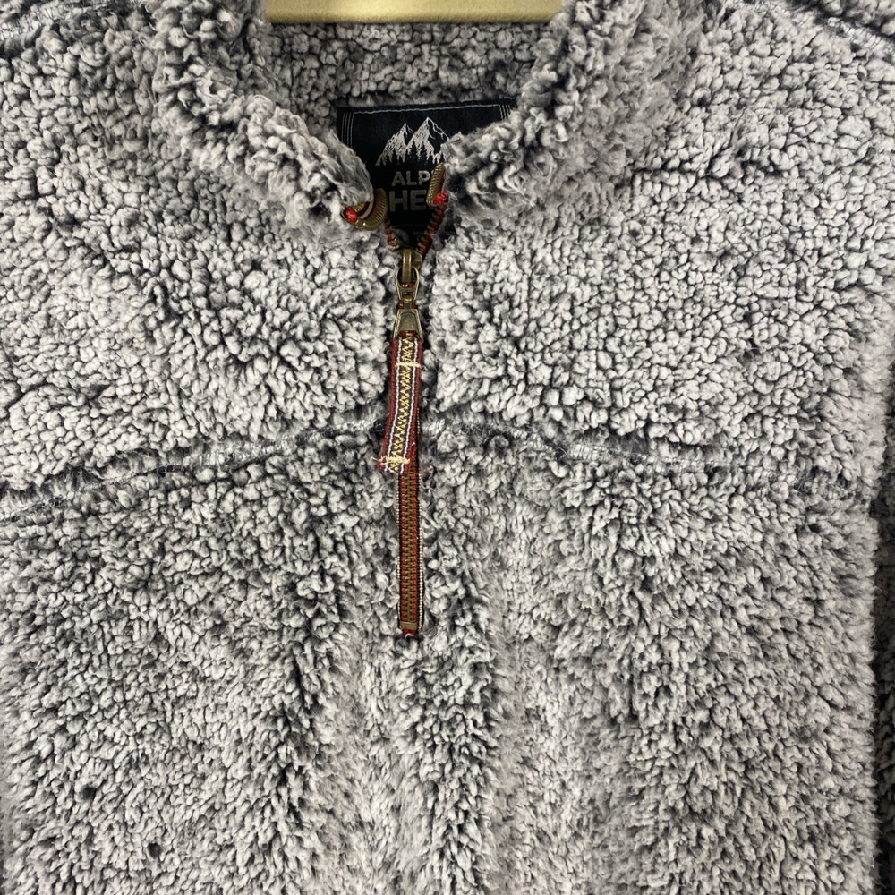 Alpine Sherpa Women's 1/4 Zip‎ Pullover Warm Furry Shirt Jacket Grey Black L P1 - Picture 2 of 5